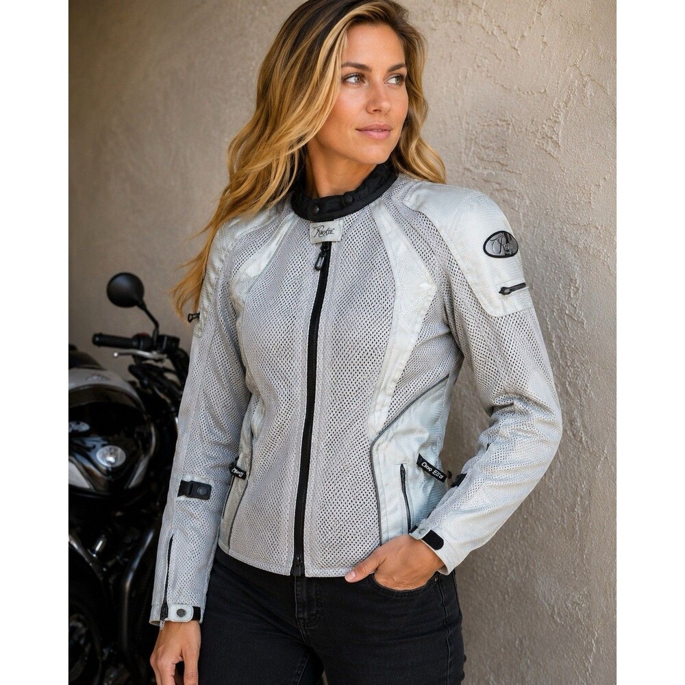 Joe Rocket Cleo Elite Women’s Mesh Motorcycle Jacket Silver Size S w/ Liner